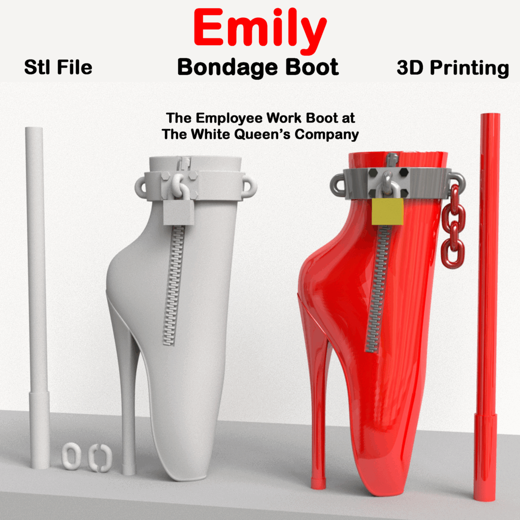 Emily bondage boot 3d model in stl format. Pleaser shoe inspired.