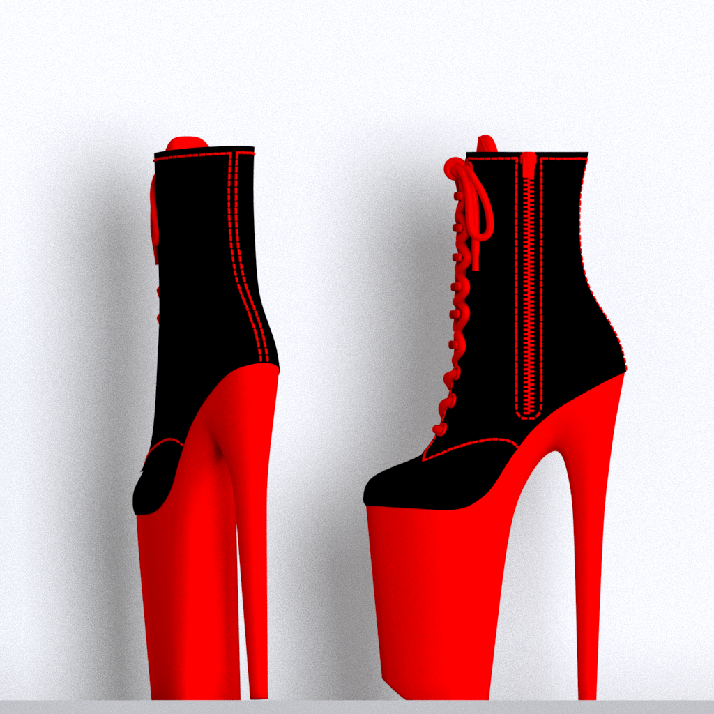 Cherry platform ankle tall boot nightmare tall 3d model in stl format. Pleaser shoe inspired.