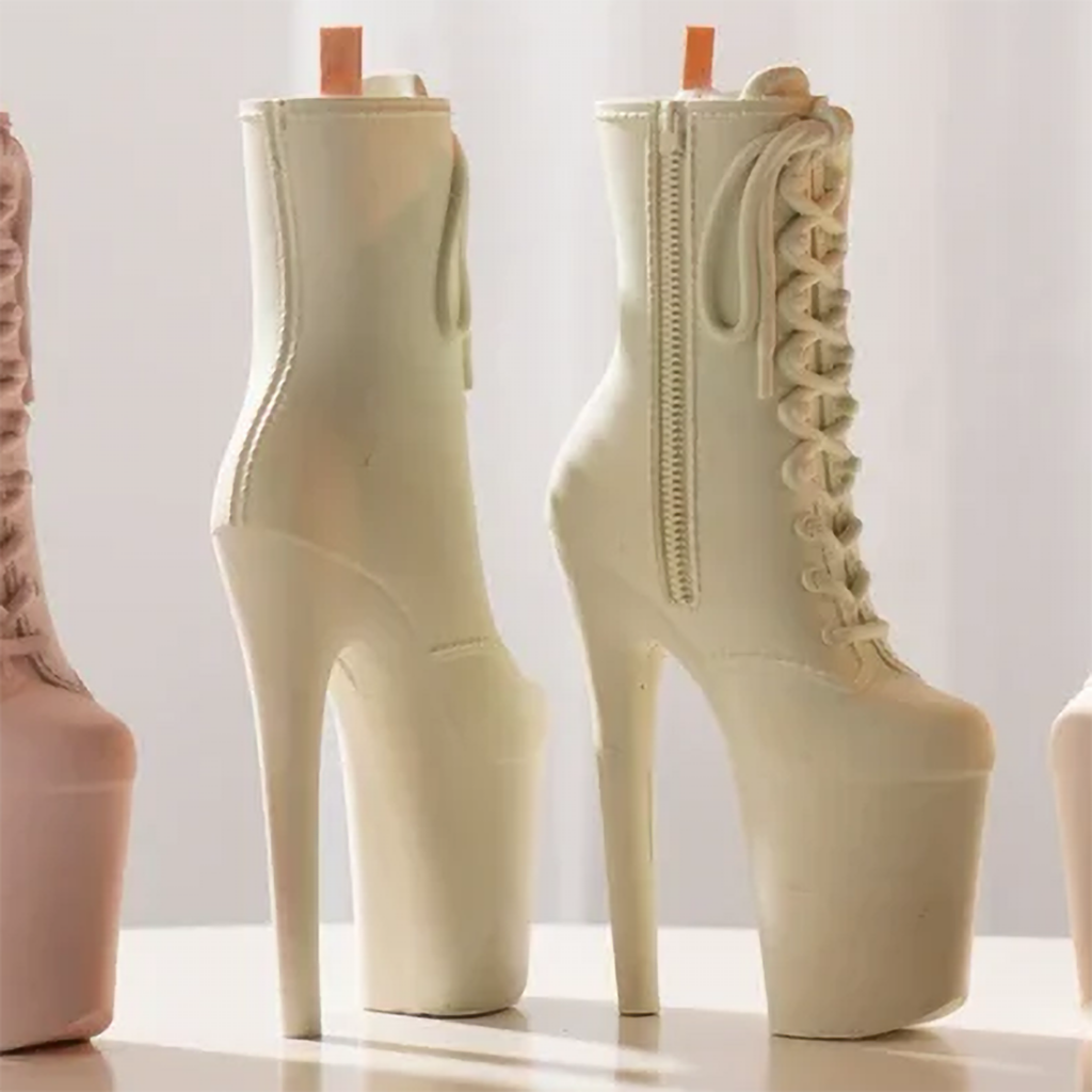 High heel boot concrete candle vessel silicone mold 2 – this is an unauthorized, illegal mold