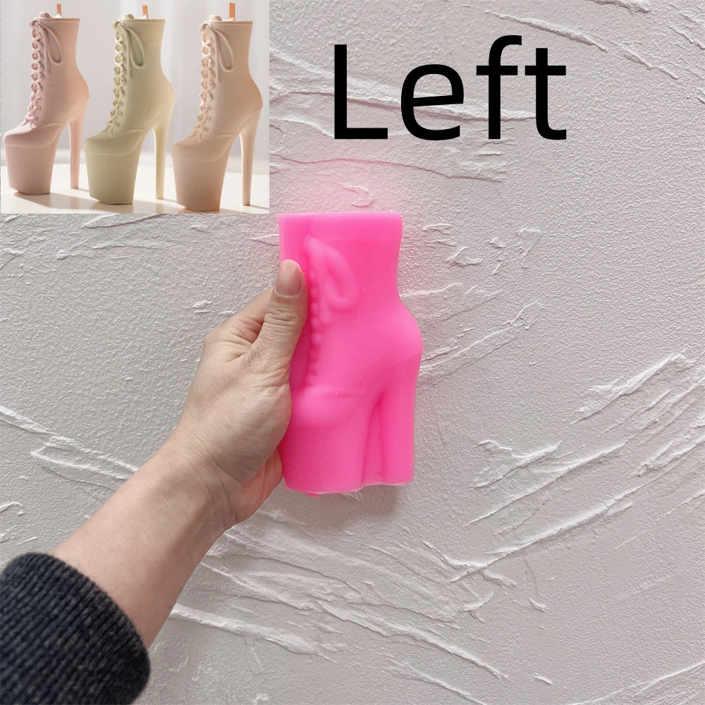 High heel boot concrete candle vessel silicone mold left – this is an unauthorized, illegal mold