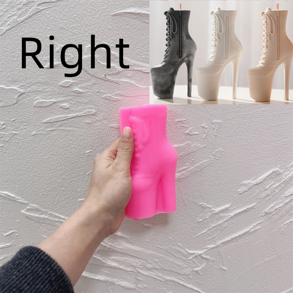 High heel boot concrete candle vessel silicone mold right – this is an unauthorized, illegal mold